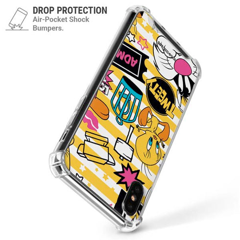 Looney Tunes Tweety and Sylvester Striped Patches iPhone XS Max Clear Case
