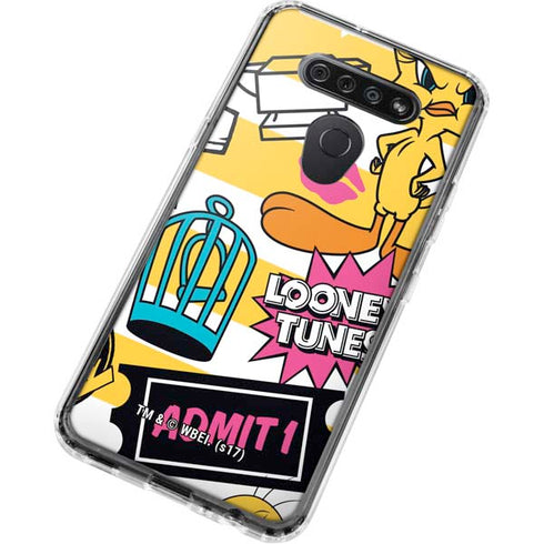 Looney Tunes Tweety and Sylvester Striped Patches LG K51/Q51 Clear Case
