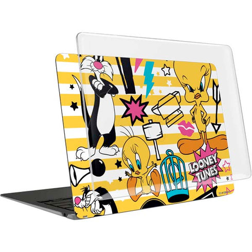 Looney Tunes Tweety and Sylvester Striped Patches MacBook Air 13in (2020) Case plus Skin