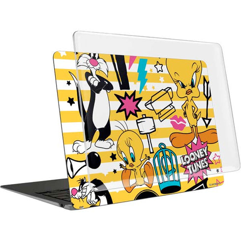 Looney Tunes Tweety and Sylvester Striped Patches MacBook Air 13in M1 (2021) Case plus Skin