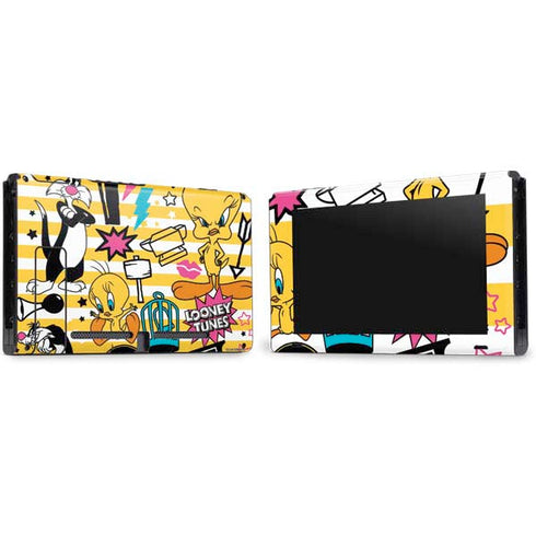 Looney Tunes Tweety and Sylvester Striped Patches Nintendo Switch Bundle Skin