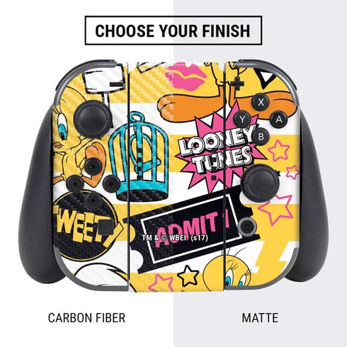Looney Tunes Tweety and Sylvester Striped Patches Nintendo Switch Bundle Skin