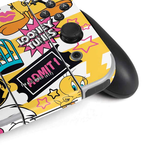 Looney Tunes Tweety and Sylvester Striped Patches Nintendo Switch OLED (2021) Skin