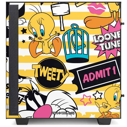 Looney Tunes Tweety and Sylvester Striped Patches NZXT H510 Compact ATX Mid-Tower Case Skin