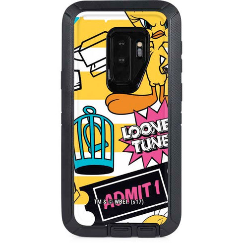 Looney Tunes Tweety and Sylvester Striped Patches Otterbox Defender Galaxy Skin