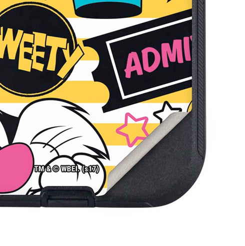 Looney Tunes Tweety and Sylvester Striped Patches Otterbox Defender iPhone Skin