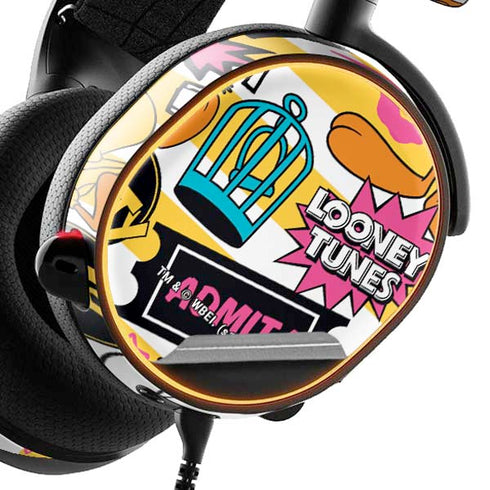 Looney Tunes Tweety and Sylvester Striped Patches SteelSeries Arctis 3 Skin