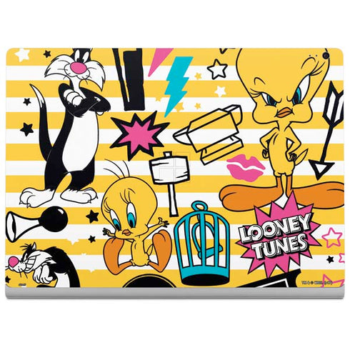 Looney Tunes Tweety and Sylvester Striped Patches Surface Book 2 15in Skin