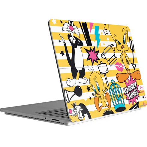 Looney Tunes Tweety and Sylvester Striped Patches Surface Laptop Studio Skin