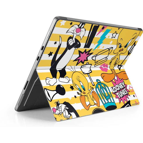 Looney Tunes Tweety and Sylvester Striped Patches Surface Pro 8 Skin