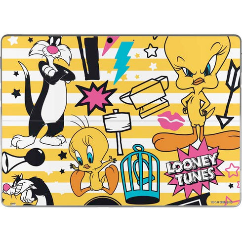 Looney Tunes Tweety and Sylvester Striped Patches Surface Pro 9 Skin