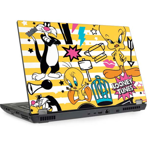 Looney Tunes Tweety and Sylvester Striped Patches Lenovo ThinkPad Skin