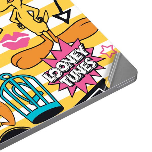 Looney Tunes Tweety and Sylvester Striped Patches Universal Laptop 15in (12.2 x 8.8in) Skin