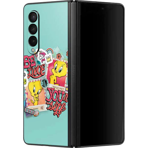 Looney Tunes Tweety Bird Believe In Yourself Galaxy Z Fold3 5G Skin