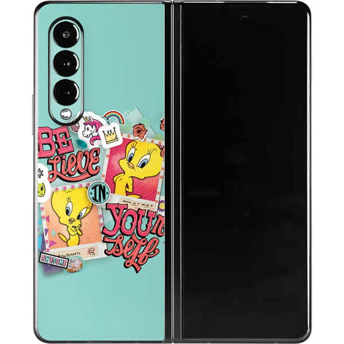 Looney Tunes Tweety Bird Believe In Yourself Galaxy Z Fold3 5G Skin