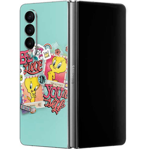 Looney Tunes Tweety Bird Believe In Yourself Galaxy Z Fold4 5G Skin
