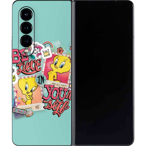 Looney Tunes Tweety Bird Believe In Yourself Galaxy Z Fold4 5G Skin