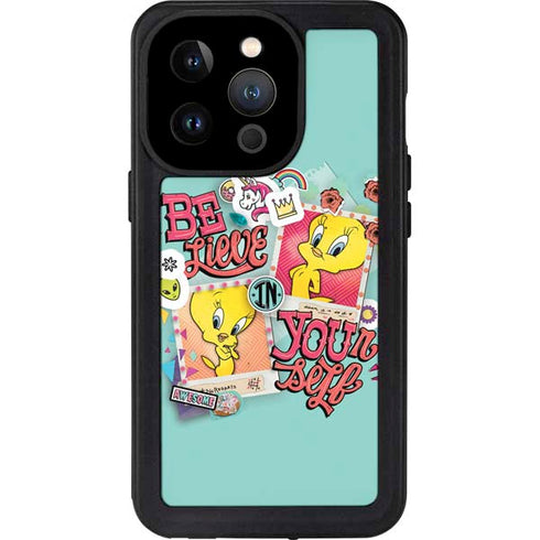 Looney Tunes Tweety Bird Believe In Yourself iPhone 14 Pro Waterproof Case