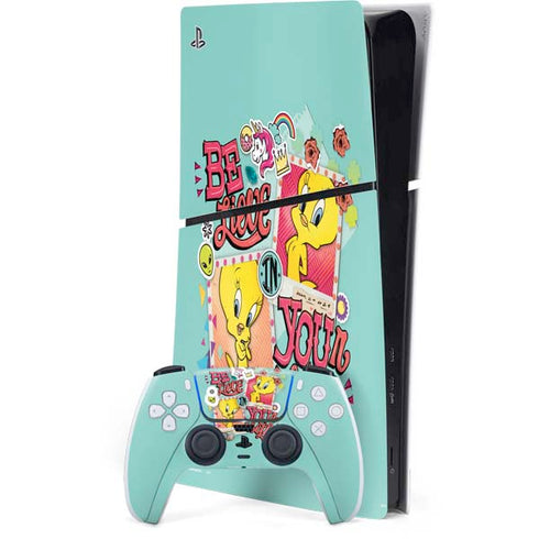 Looney Tunes Tweety Bird Believe In Yourself PS5 Slim Digital Edition Console Skin