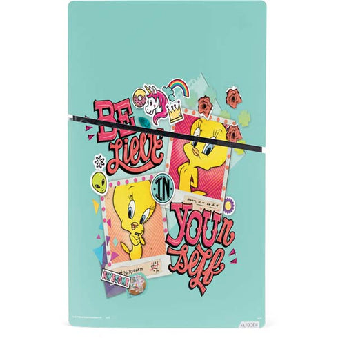 Looney Tunes Tweety Bird Believe In Yourself PS5 Slim Digital Edition Console Skin