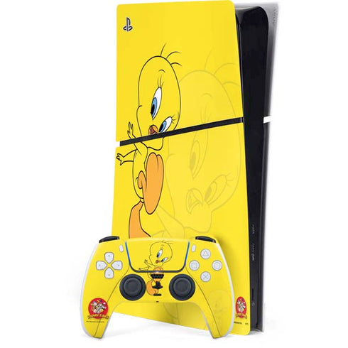 Looney Tunes Tweety Bird Double PS5 Slim Digital Edition Console Skin