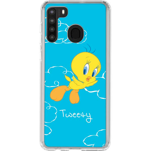 Looney Tunes Tweety Bird Flying Galaxy A21 Clear Case