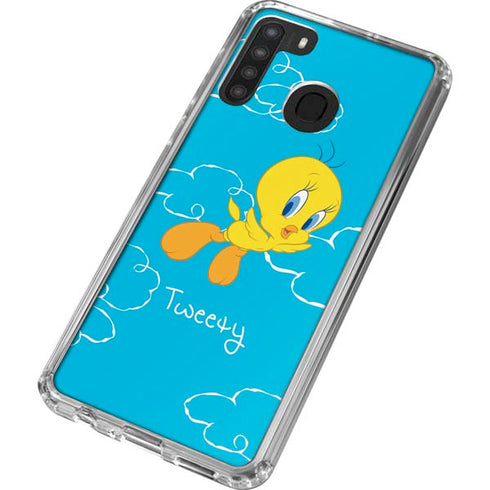 Looney Tunes Tweety Bird Flying Galaxy A21 Clear Case
