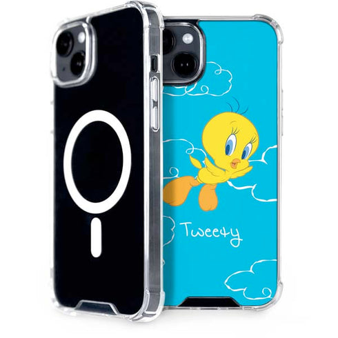 Looney Tunes Tweety Bird Flying iPhone 15 Plus MagSafe Case