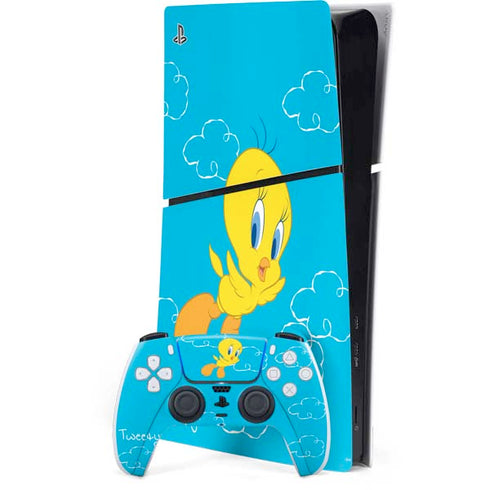 Looney Tunes Tweety Bird Flying PS5 Slim Digital Edition Bundle Skin