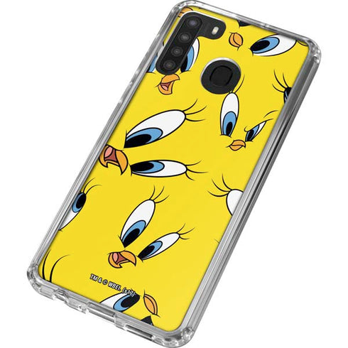 Looney Tunes Tweety Bird Super Sized Pattern Galaxy A21 Clear Case