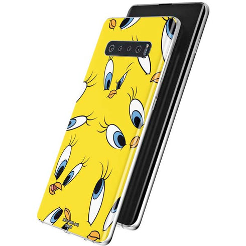 Looney Tunes Tweety Bird Super Sized Pattern Galaxy S10 Plus Skin