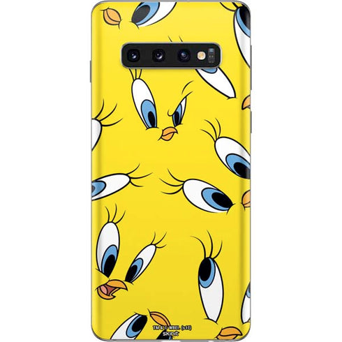 Looney Tunes Tweety Bird Super Sized Pattern Galaxy S10 Skin