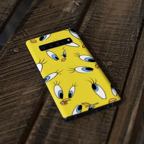 Looney Tunes Tweety Bird Super Sized Pattern Galaxy S10 Skin