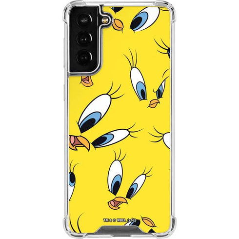 Looney Tunes Tweety Bird Super Sized Pattern Galaxy S21 FE Clear Case