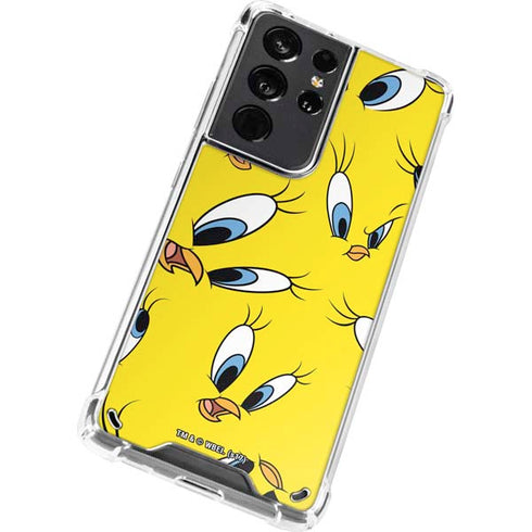 Looney Tunes Tweety Bird Super Sized Pattern Galaxy S21 Ultra 5G Clear Case