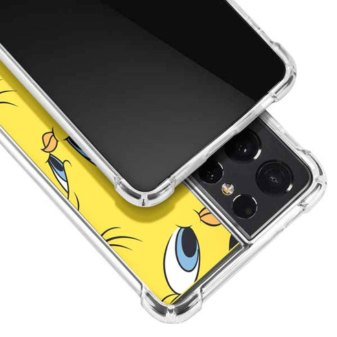 Looney Tunes Tweety Bird Super Sized Pattern Galaxy S21 Ultra 5G Clear Case