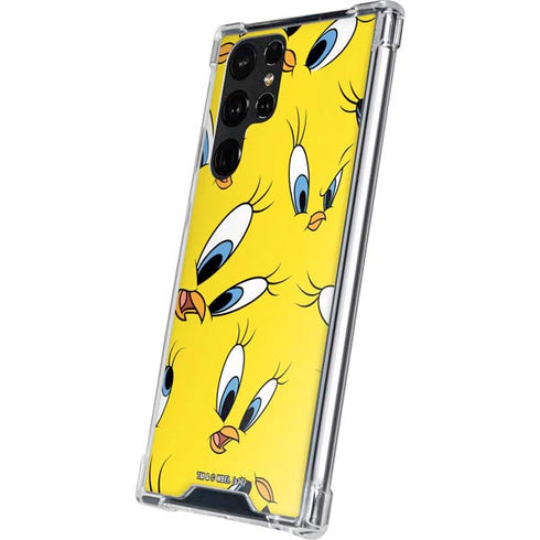 Looney Tunes Tweety Bird Super Sized Pattern Galaxy S22 Ultra Clear Case