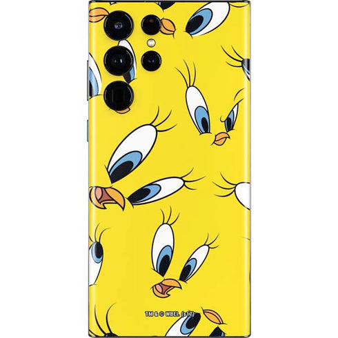 Looney Tunes Tweety Bird Super Sized Pattern Galaxy S22 Ultra Skin