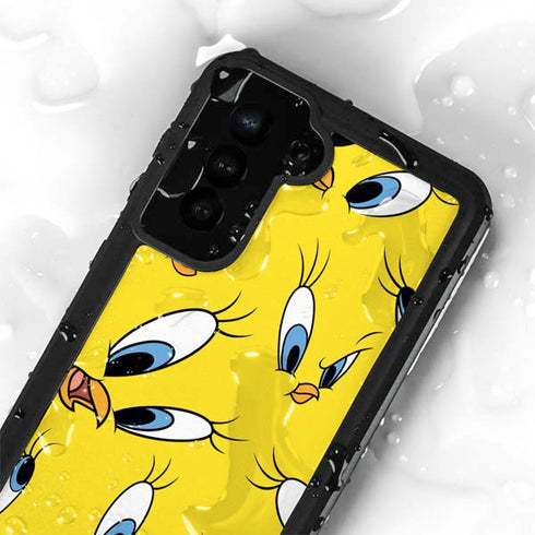 Looney Tunes Tweety Bird Super Sized Pattern Galaxy S23 Plus Waterproof Case