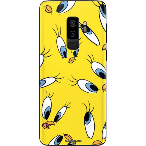 Looney Tunes Tweety Bird Super Sized Pattern Galaxy S9 Plus Skin