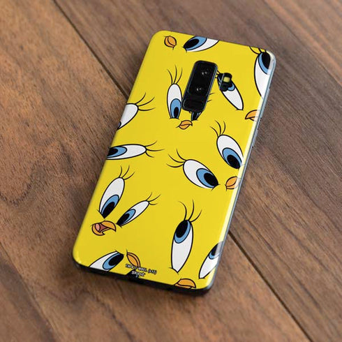 Looney Tunes Tweety Bird Super Sized Pattern Galaxy S9 Plus Skin