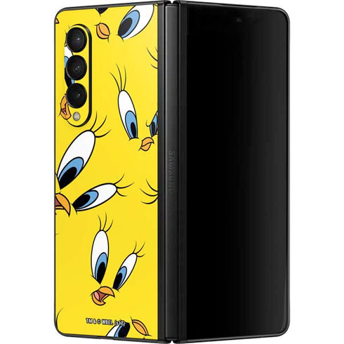 Looney Tunes Tweety Bird Super Sized Pattern Galaxy Z Fold3 5G Skin