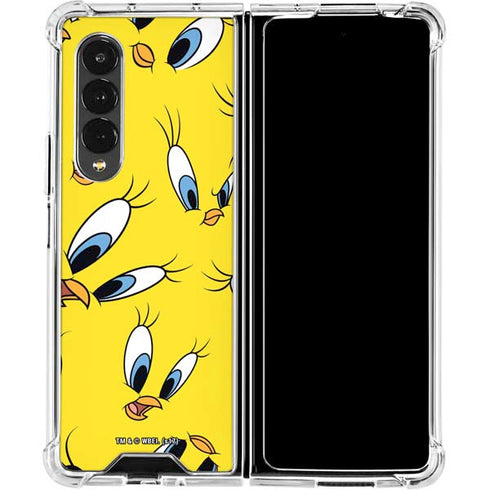 Looney Tunes Tweety Bird Super Sized Pattern Galaxy Z Fold4 5G Clear Case