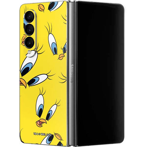 Looney Tunes Tweety Bird Super Sized Pattern Galaxy Z Fold4 5G Skin