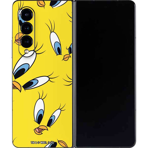 Looney Tunes Tweety Bird Super Sized Pattern Galaxy Z Fold4 5G Skin