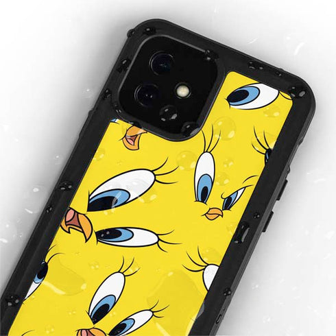Looney Tunes Tweety Bird Super Sized Pattern iPhone 12 Mini Waterproof Case