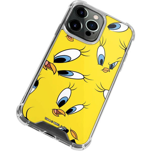 Looney Tunes Tweety Bird Super Sized Pattern iPhone 13 Pro Max Clear Case