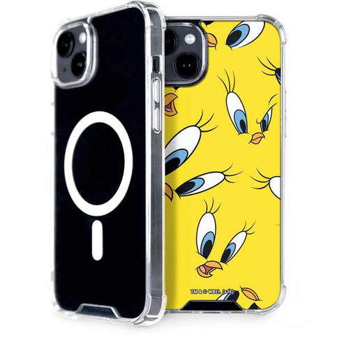 Looney Tunes Tweety Bird Super Sized Pattern iPhone 15 Plus MagSafe Case