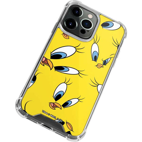 Looney Tunes Tweety Bird Super Sized Pattern iPhone 14 Pro Clear Case