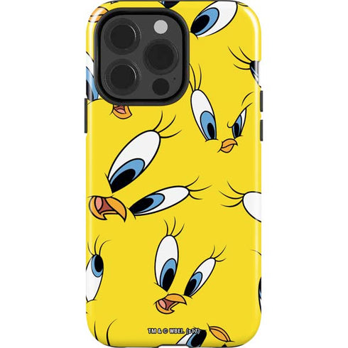 Looney Tunes Tweety Bird Super Sized Pattern iPhone 15 Pro Impact Case